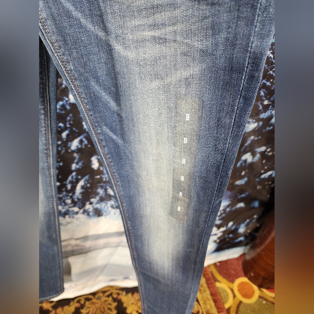 EXPRESS Mid Rise Denim Leggings Pants Medium Size 8 NWT - Picture 5 of 8